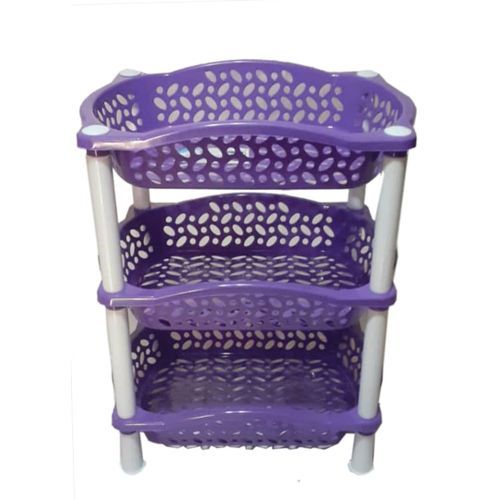Popular 3 Tiers Multipurpose Plastic Trolley- Purple