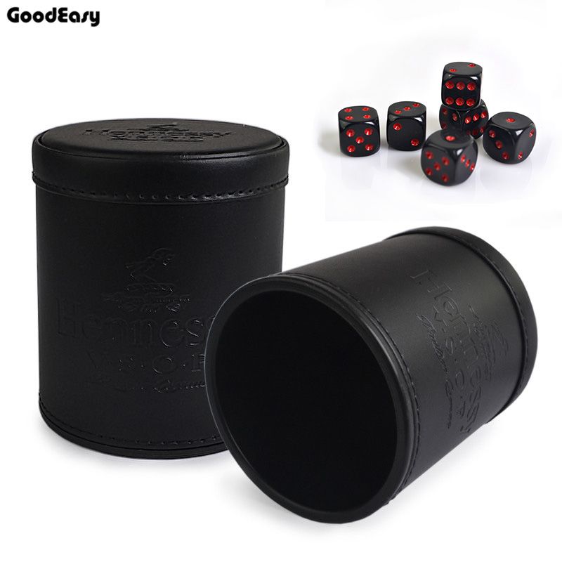 6Pcs Hennessy Dice Cup Plastic With Dices Polyhedral Dice Cup Drinking Board Game Dice Box Game