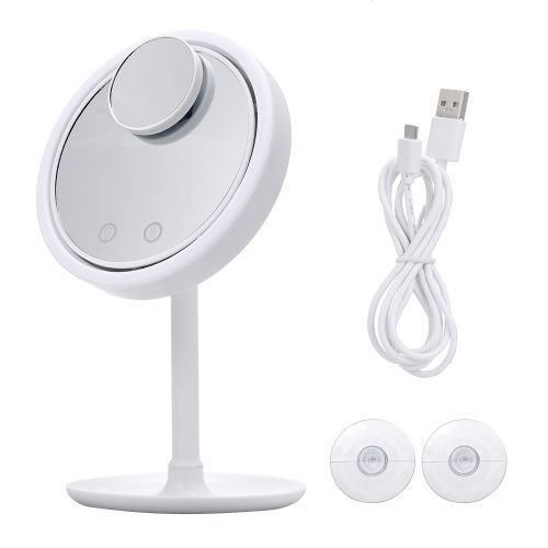 Makeup Mirror With LED Light & Fan 90-degree Rotation Detachable