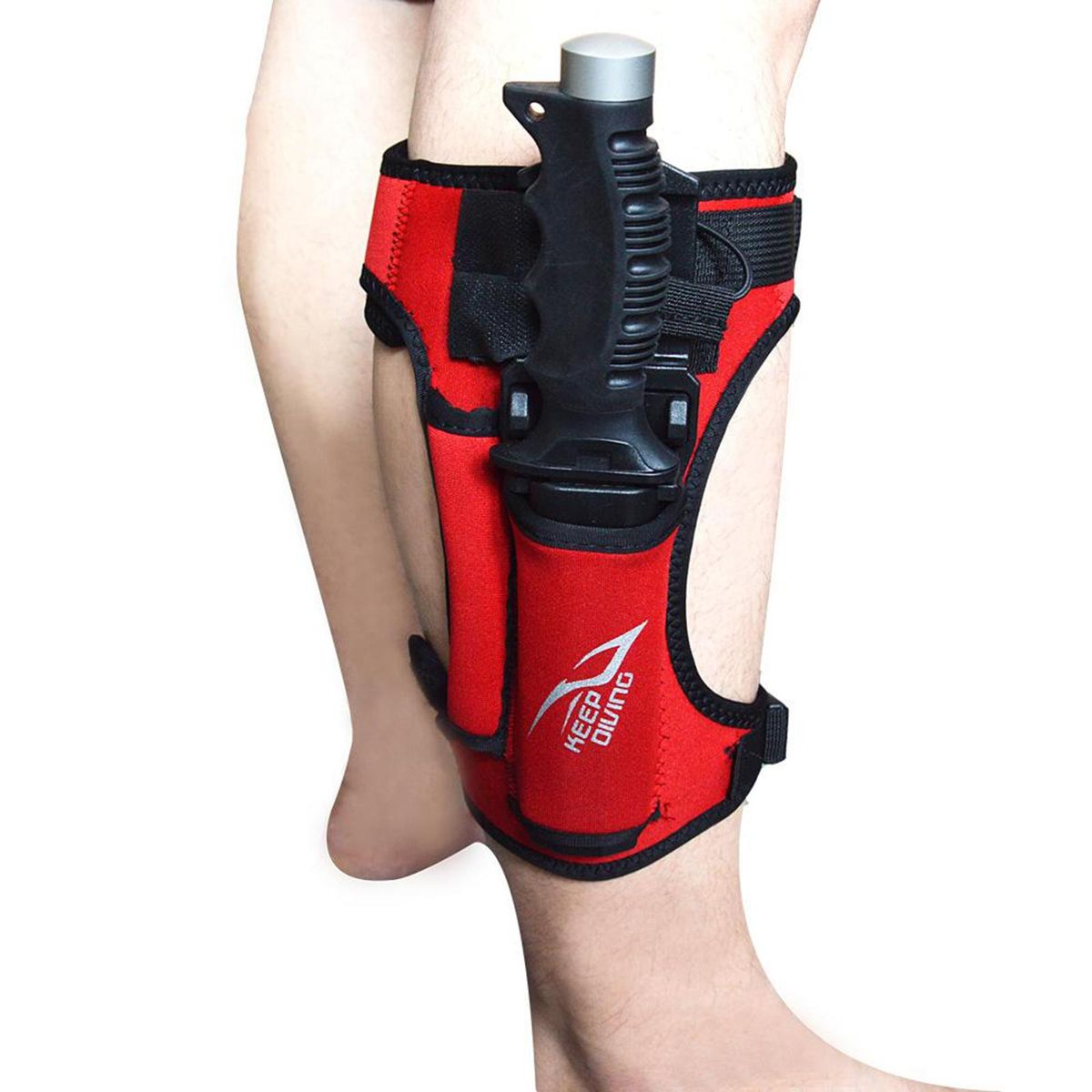 Diving  Holder Wrap Neoprene Sheath Leg Straps With 2 Pockets Red