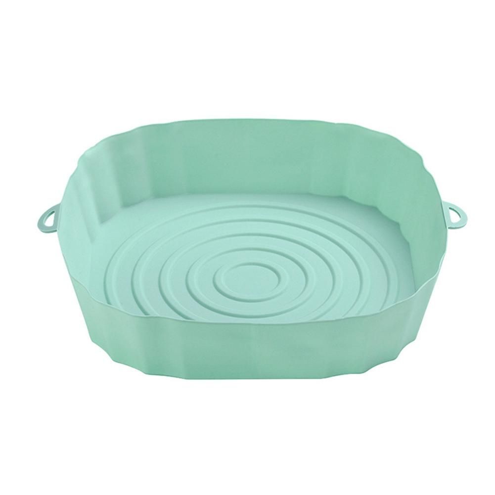 8Pcs Accessories Reusable Baking Tray with Handle Non-Stick Silicone Pot for Oven Green