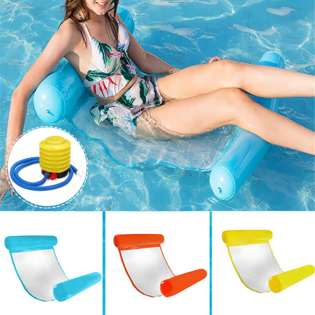 130x73cm Floating Bed Mat For Water Play Only Inflator