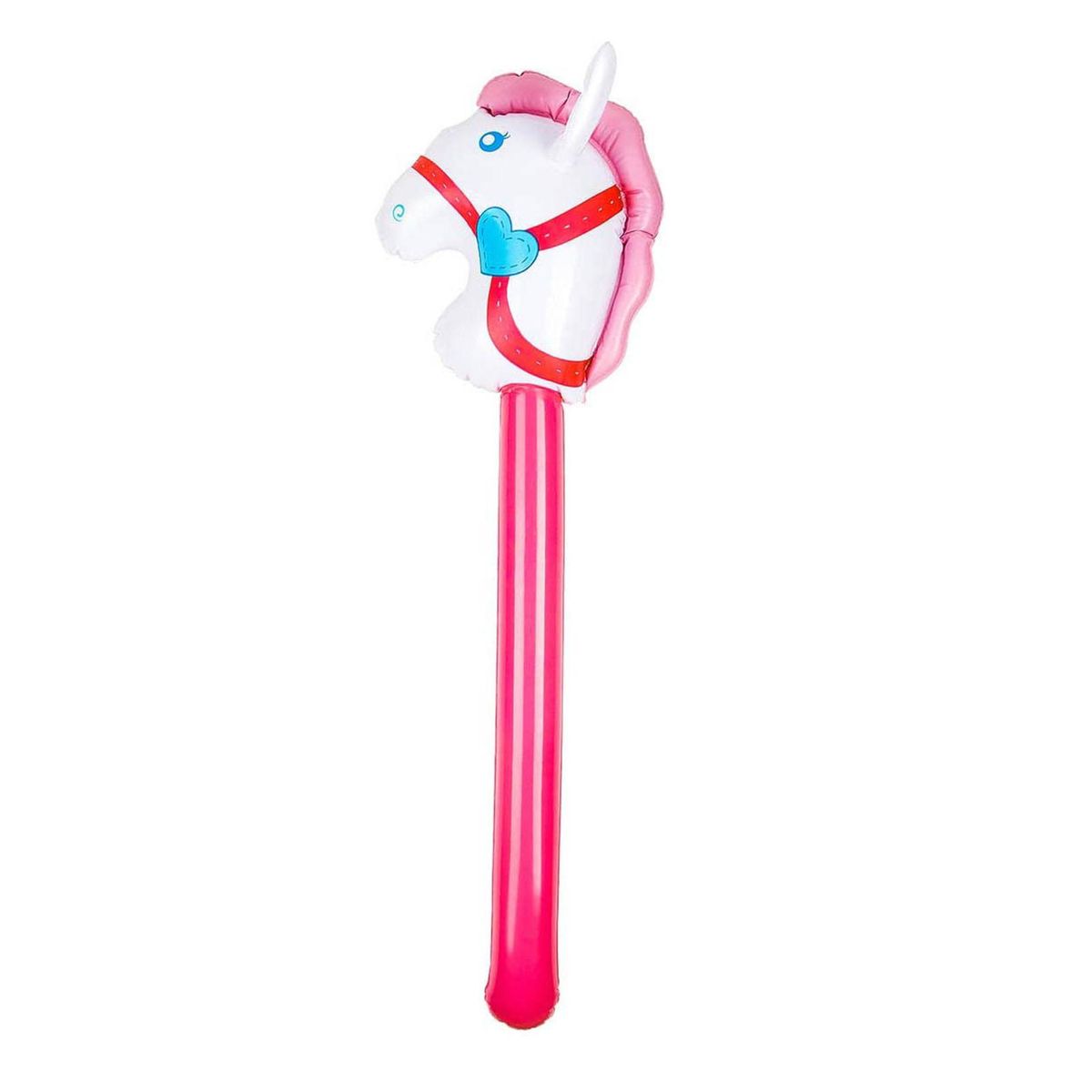 Inflatable Toy Horse Head Riding Stick Child Favors Pink