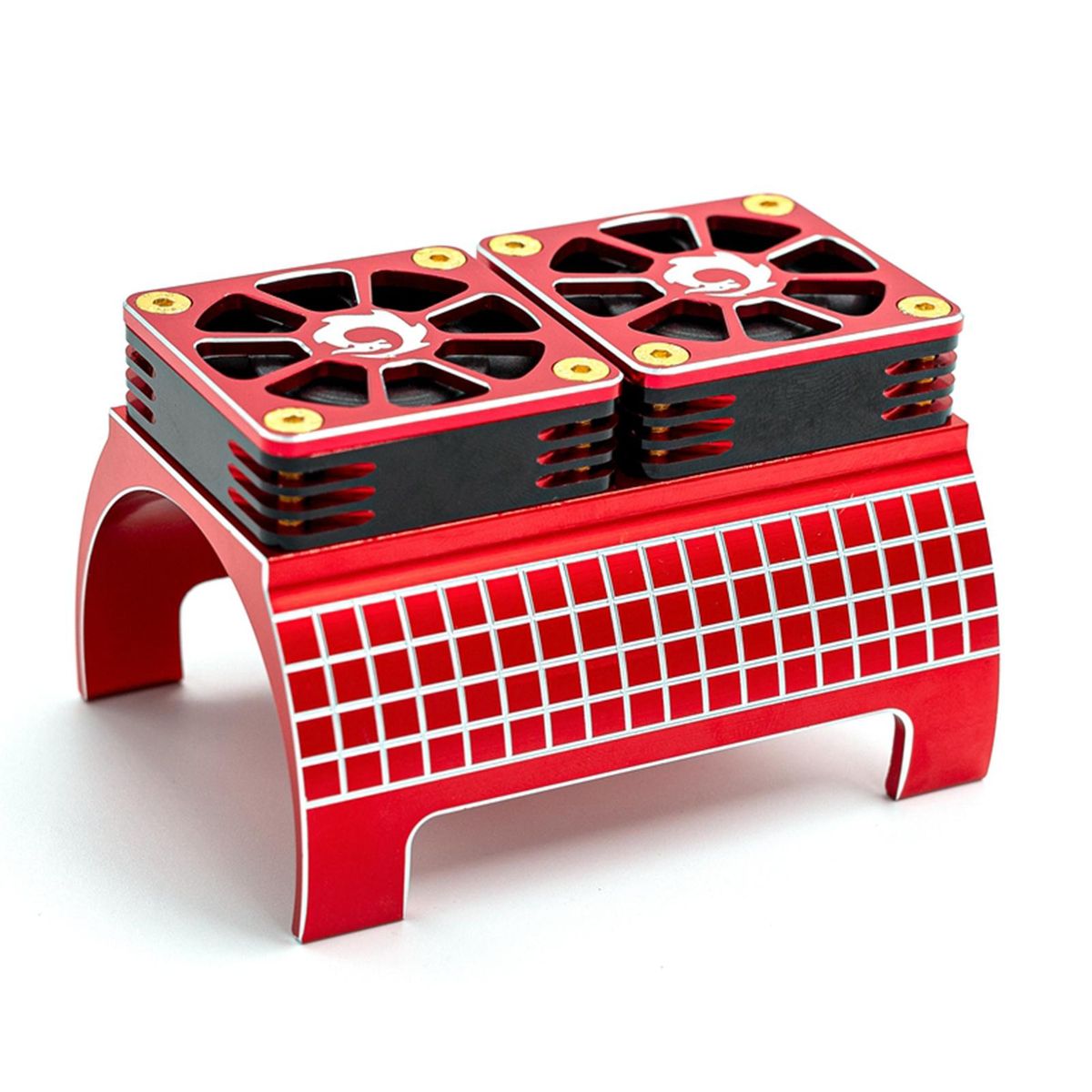 Motor Heatsink with Dual Cooling Fans Replacement for 1/5 Remote Control Model Car Big X 8S Kraton 1717 4985 Motor Metal Belt Fan Radiator SR-22