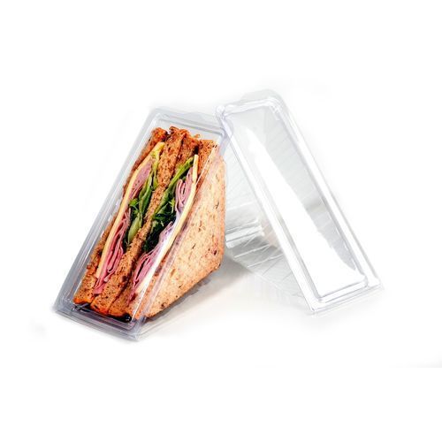 CLEAR PLASTIC HINGED SANDWICH CONTAINER WEDGES - 100 Pcs