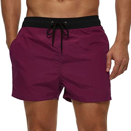 Men Swimwear Shorts Male Swimming Trunks Swimsuits Man Surf-Red