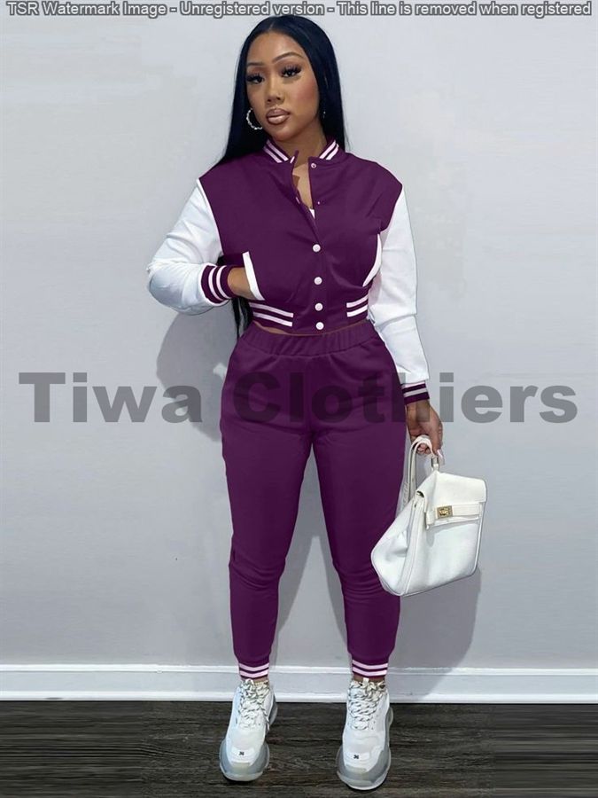 Trendy Up & Down Female Joggers, Perfect For Active Women - Purple & White