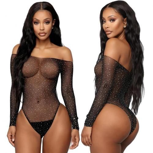 Sexy Women Fishnet Bodystockings Open Jumpsuit 24 Black