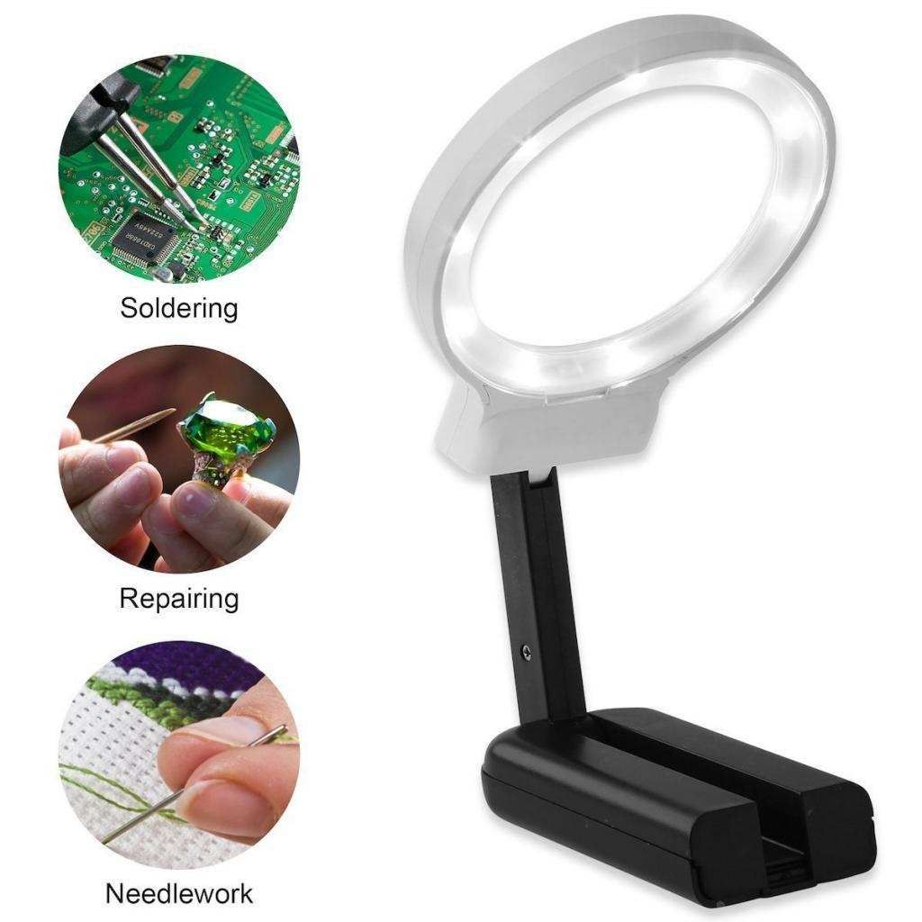 3X LED Light Folding Handheld Magnifier Desktop Magnifying Glass For