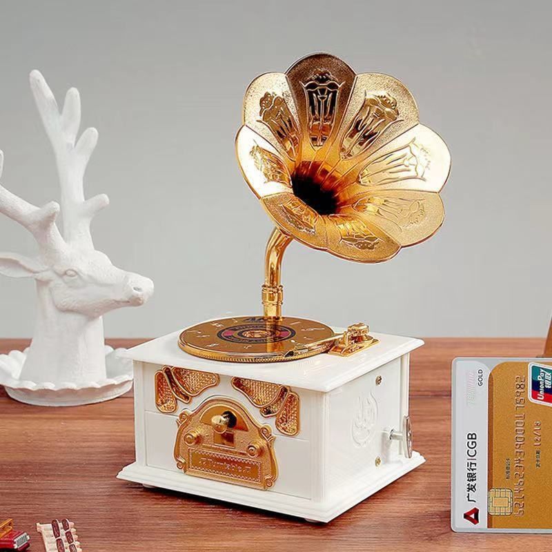 Antique Classical Retro Record Gramophone Vintage Music Box Home Office Decor-
