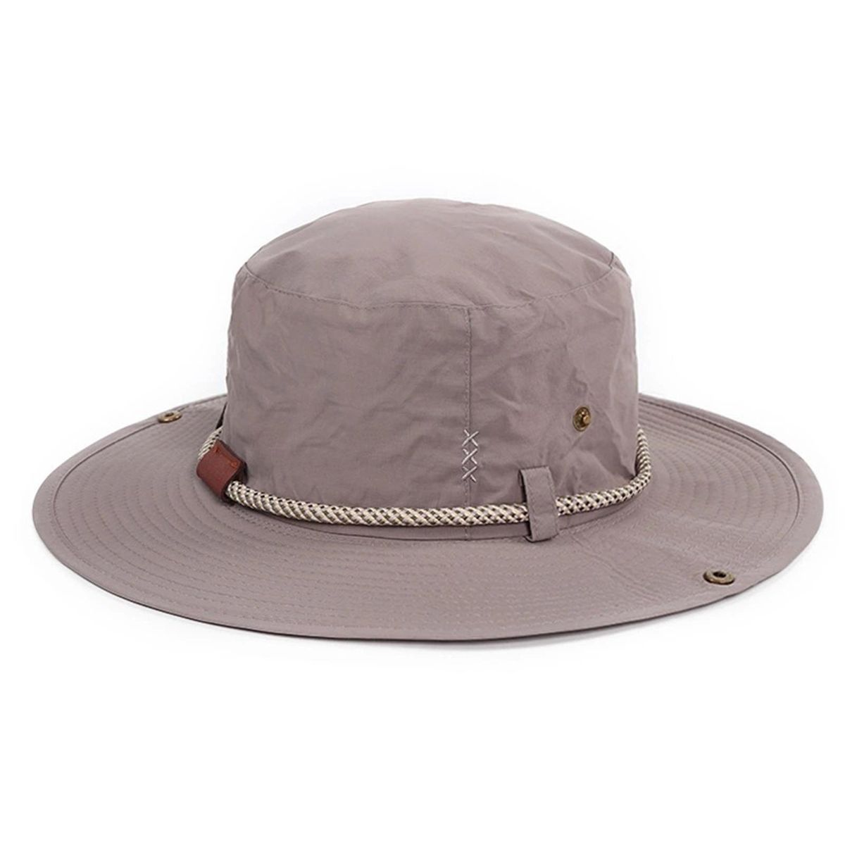Sun Hat Japanese Style Wide Brim Drawstring Fishing Hat Grey