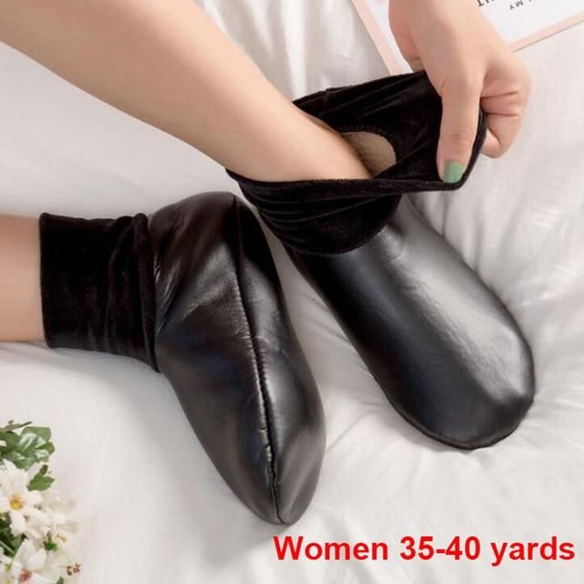 Unisex Winter Warm Leather Thermal Boot Slipper Indoor House Soft Non-Slip Socks Soft Non Slip Socks For Men Women