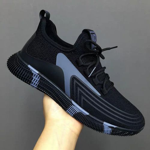 Simple Back To School Casual Runnnig Plain Black Shoes
