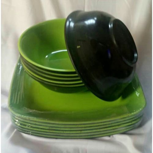 12 Pieces Unbreakable Ceramic Bowl And Flat Plates.