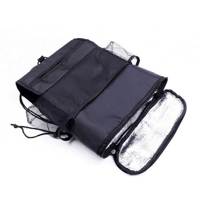 Car Seat Back Ice Bag Cooler Multi Pocket Tissue-Black
