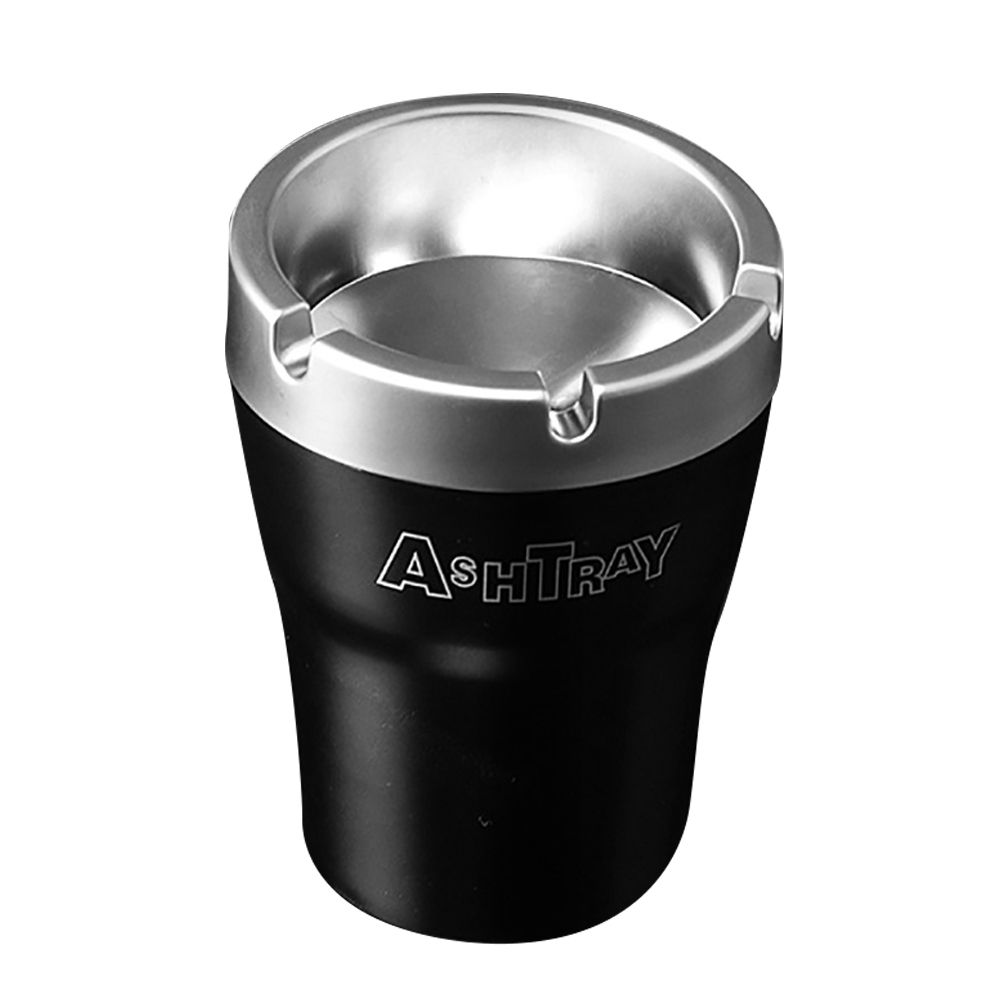 Aluminum Alloy LED Light Smoke Free Car Ashtray Cup-Black