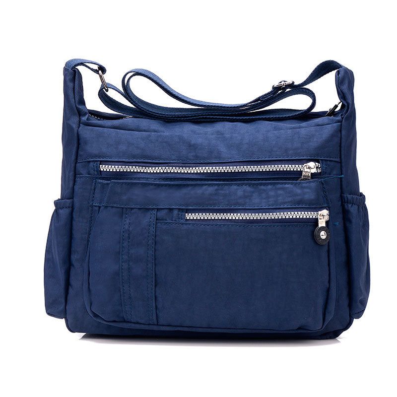 (shen Lan Se)Solid Color Diaper Bag Waterproof Nylon Zipper