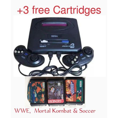 Mega Drive 11 VIDEO GAMES With 368 Games Installed. +3 Free Cartridges (WWE, Soccer & Mortal Kombat)