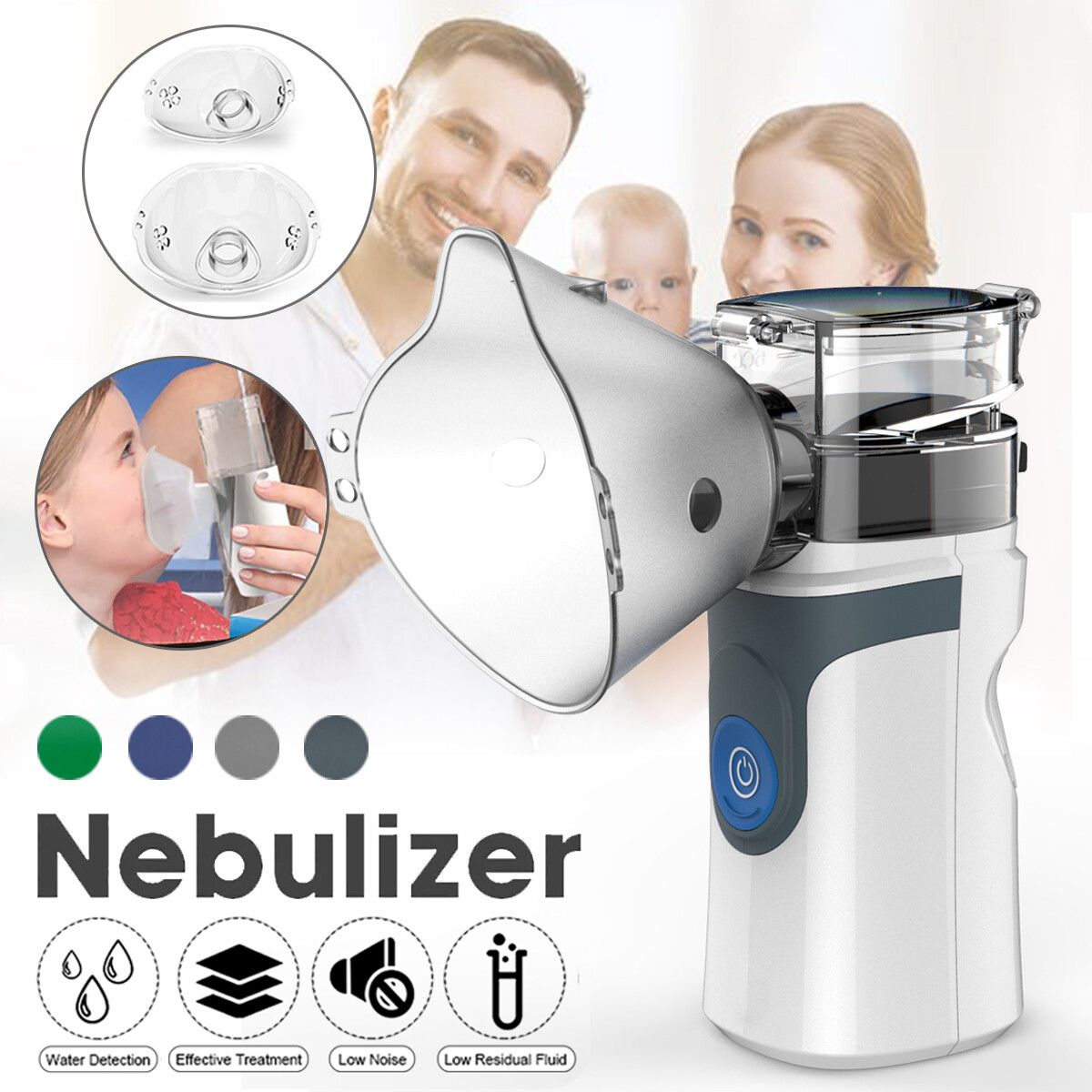 10ML Silent Handheld House Ultrasonic Nebulizer Machine Inhaler Atomizer With USB Rechargeable Grey