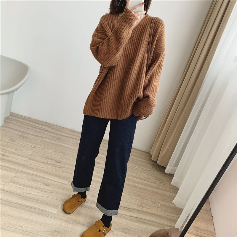 Loose Lazy Wind Soft Waxy Pit Sweater Women #39;s 2022