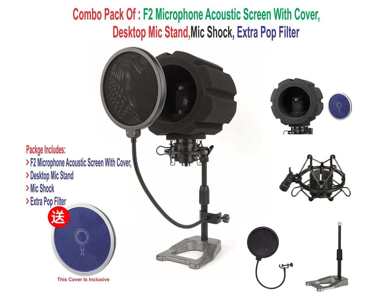 Combo Pack Of F2 Microphone Isolation Shield/Acoustic Filter