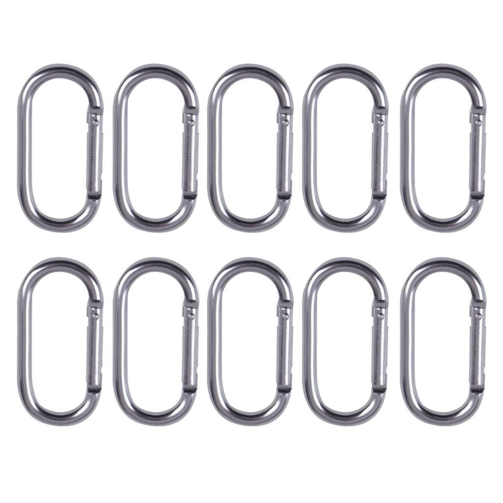 10pcs CLIPS SNAP HOOKS CARABINER High Strength CARABINAS Silver