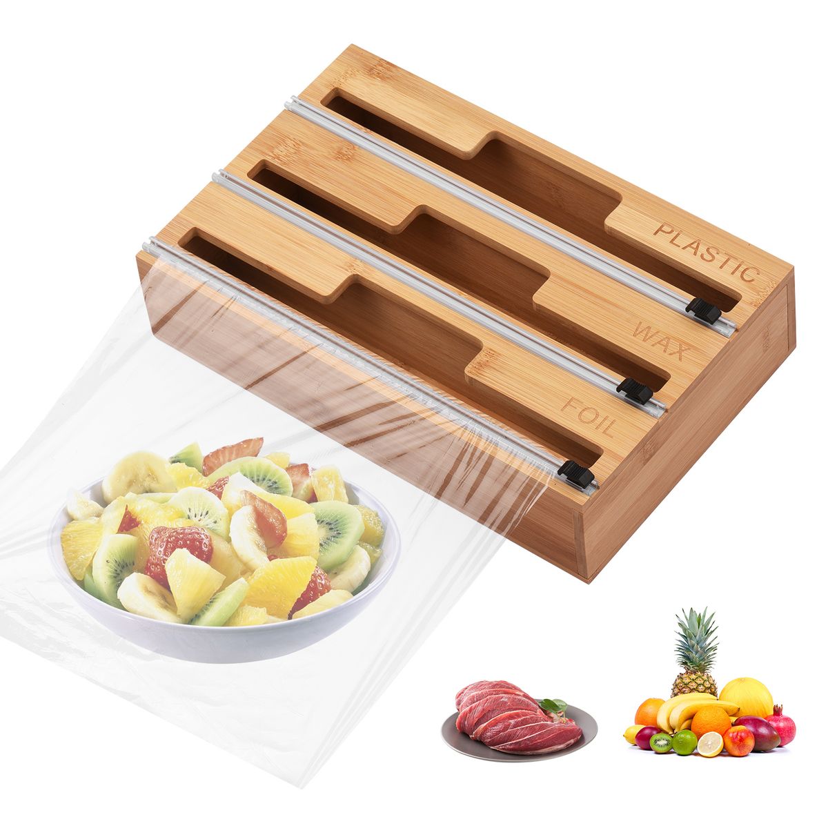 3-in-1 Wrap Dispenser With Slide Cutter Plastic Wrap