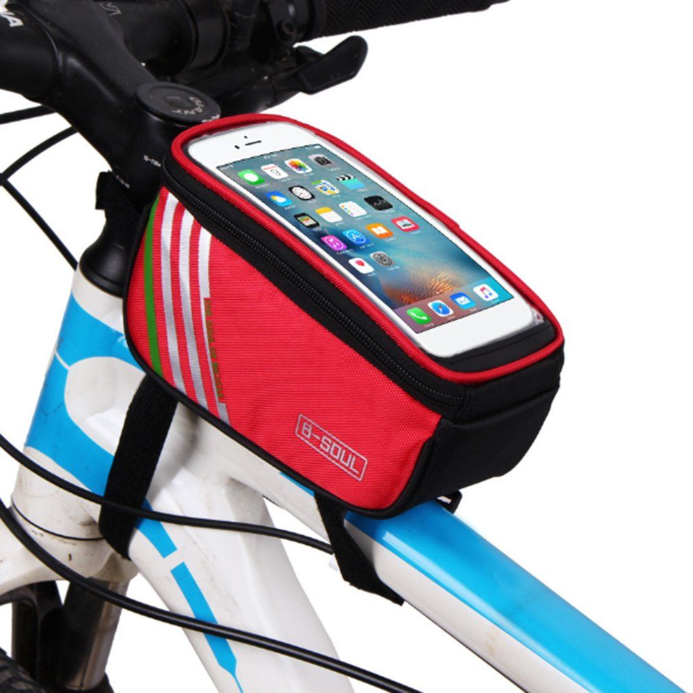 Bicycle Mobile Phone Pouch 5.7 And 5 Inch Touch Screen Top Frame Tube Storage Bag Cycling MTB Road Bike Bycicle(5.7 Inch)(#red)