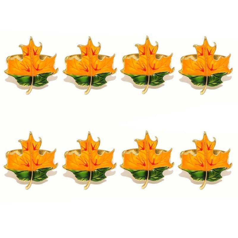 8Pcs Orange Maple Napkin Rings Fall Thanksgiving Napkin Holder Leaf Napkin Buckle for Wedding Party Dinner Decoration HWL30