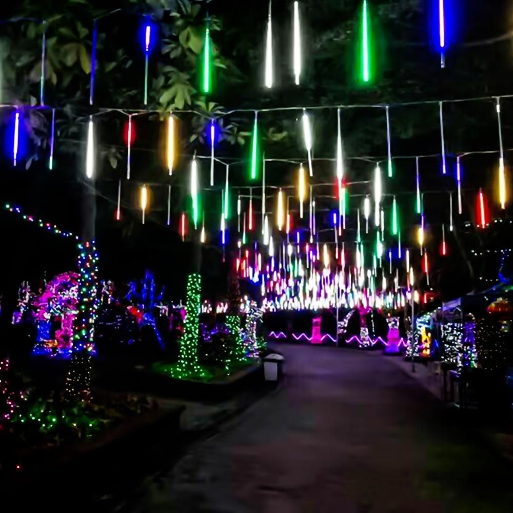 Solar Powered LED Meteor Shower Fairy String Lights Xmas