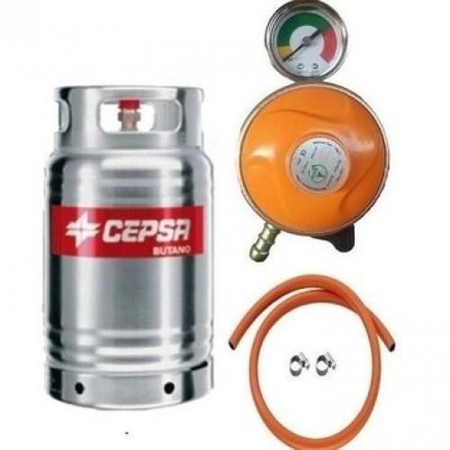 12.5kg Gas Cylinder With Hose & Level Indicating Regulator - Stainless Steel