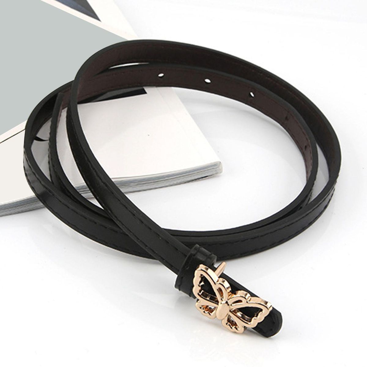 Ladies Waist Belt Butterfly Button Girl Elasticated For Coat Jeans