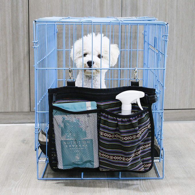 Pet Cage Storage Bag Removable Washable Canvas 3 Pockets Food Green