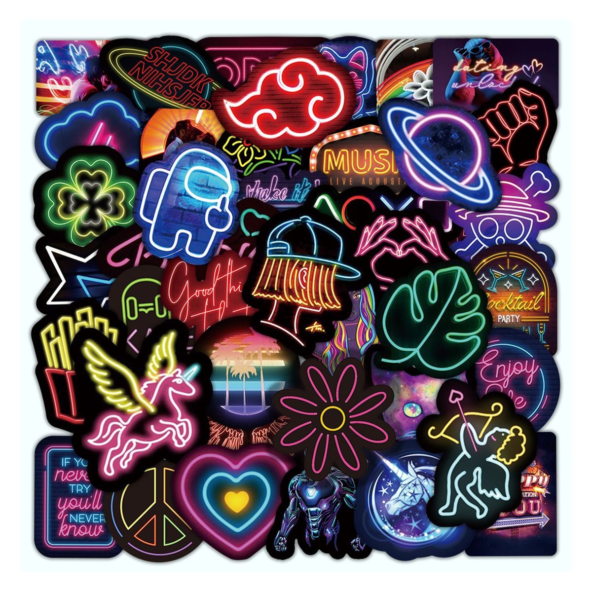 50PcsSet Laptop Stickers Water Cup Skateboard Decorative D