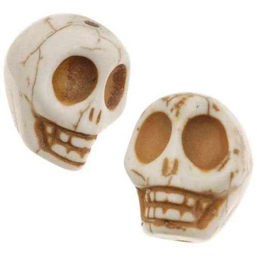 10pcs Ivory White Turquoise Gemstone Beads Carved Skulls
