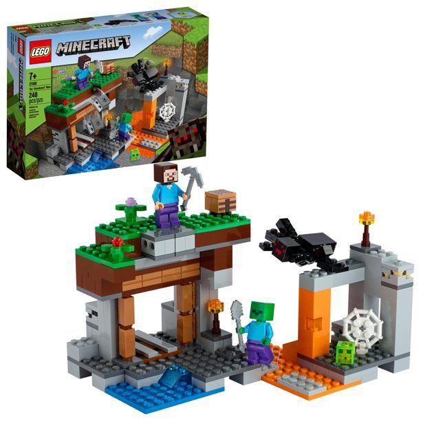 Minecraft The Abandoned Mine 21166 Zombie Cave Battle Playset With Minecraft Action Figures And A Toy Spider (248 Pieces)