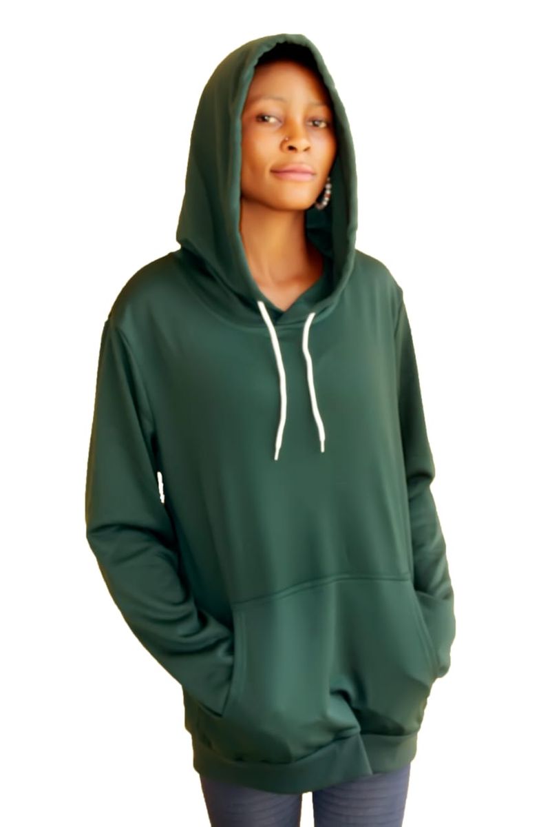 R Clothing Casual Green Long Hoodie Sweater
