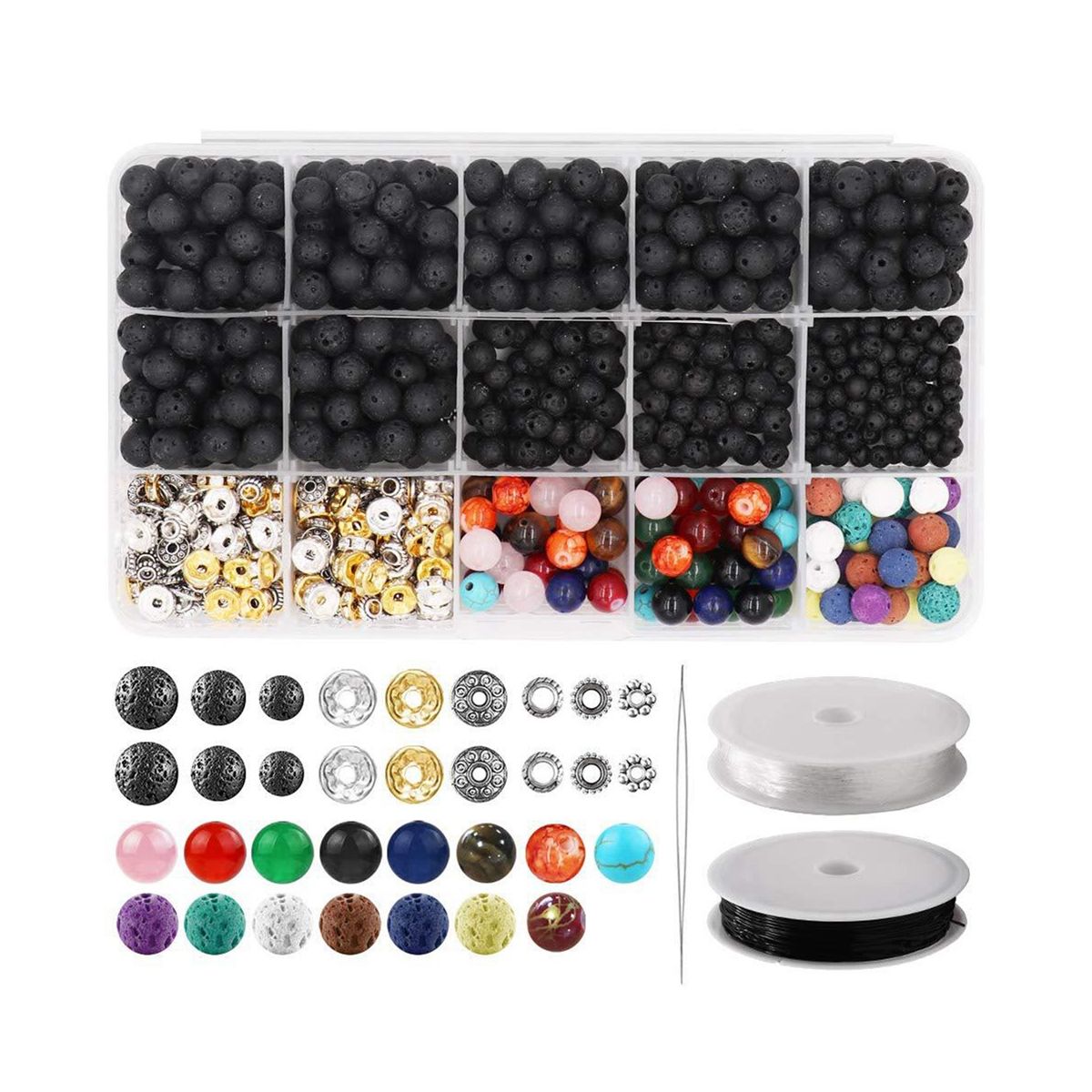 Lava Beads Kit Lava  Rock Beads Chakra Beads Jewelry Making