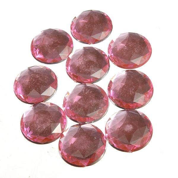 10X Large Plastic Flat Backed Half Round Crystal Gem Rhinestone Cabochon 18 25mm Light Pink 18mm Pink