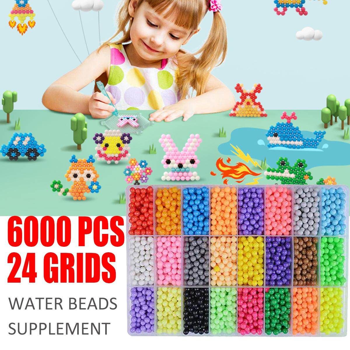 6000pcs DIY Water Sticky Fuse Beads Magic Plastic Toys Funny Kid Craft Xmas Gift