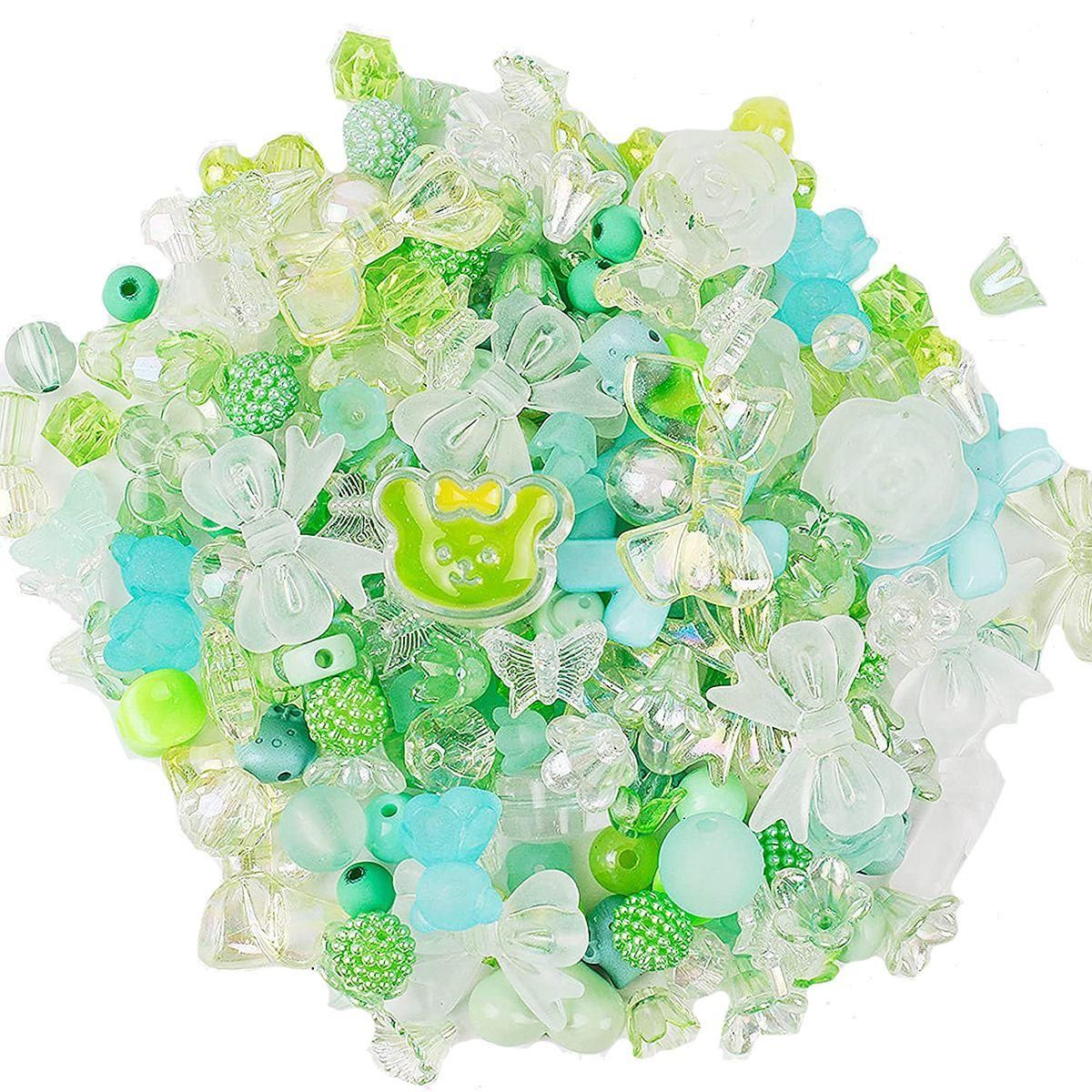 1 Pack Assorted Purple Pastel Aesthetic Acrylic Beads Acrylic Plastic Beads 150GPackAbout 100Pcs BeadsGreen