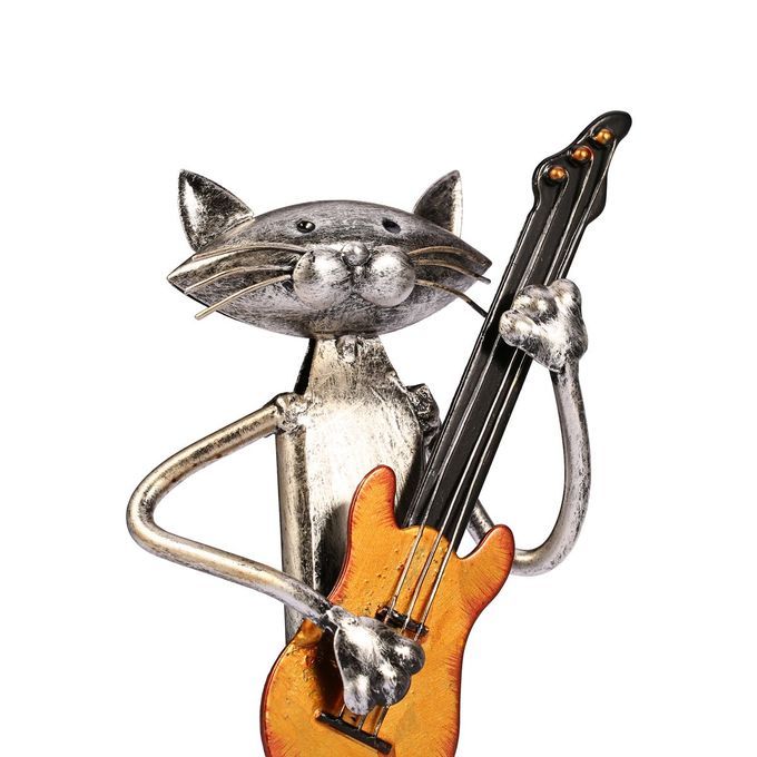 TOOARTS Metal Sculpture A Playing Guitar Cat Home