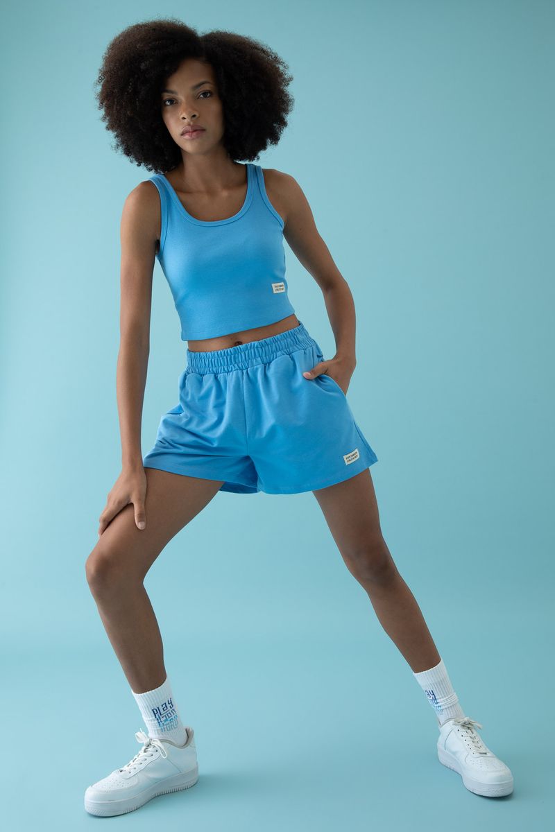 Woman - Slim Fit Short-Blue