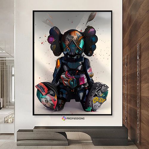 Wall Framed KAWS Artwork Painting Design
