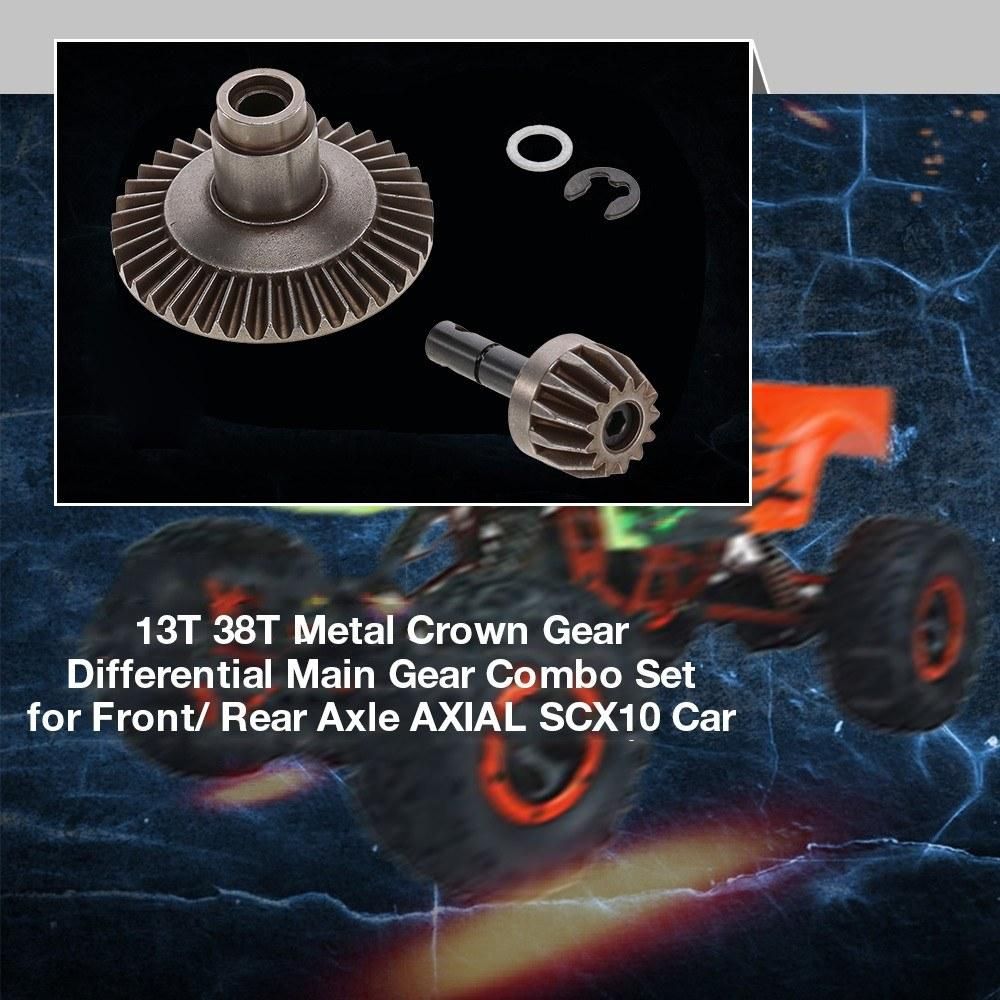 13T 38T Metal Crown Gear Differential Main Gear Combo Set for Front/ Rear Axle Axial SCX10 90021 90022 RC Off-Road Buggy Monster Truck Car