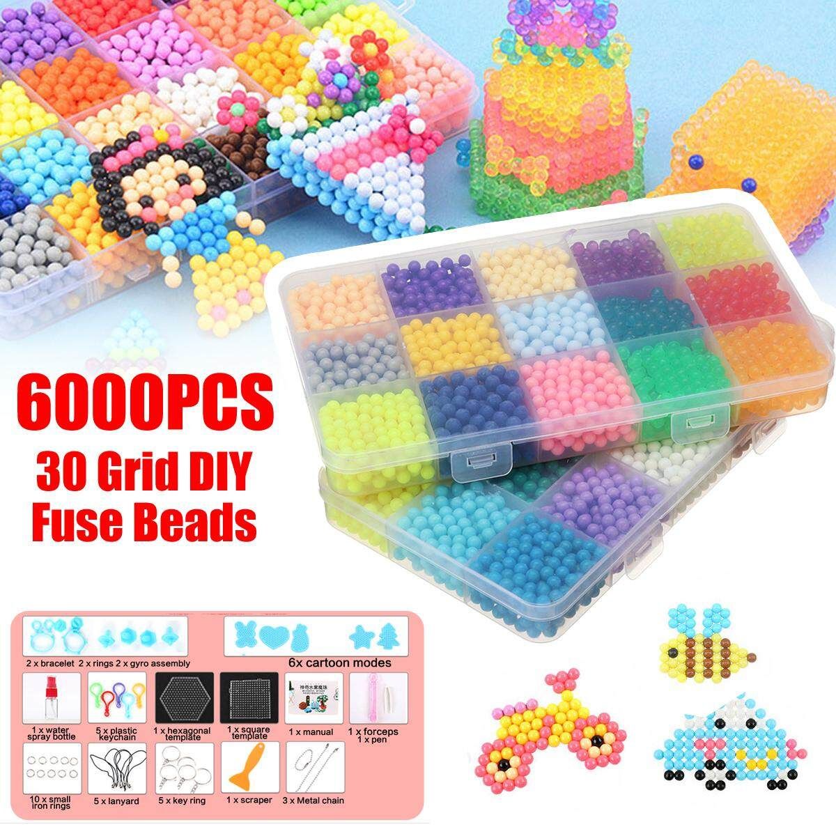6000Pcs Aqua Refill Water Bead DIY Sticky Fuse Beads Puzzle Art Craft Toys