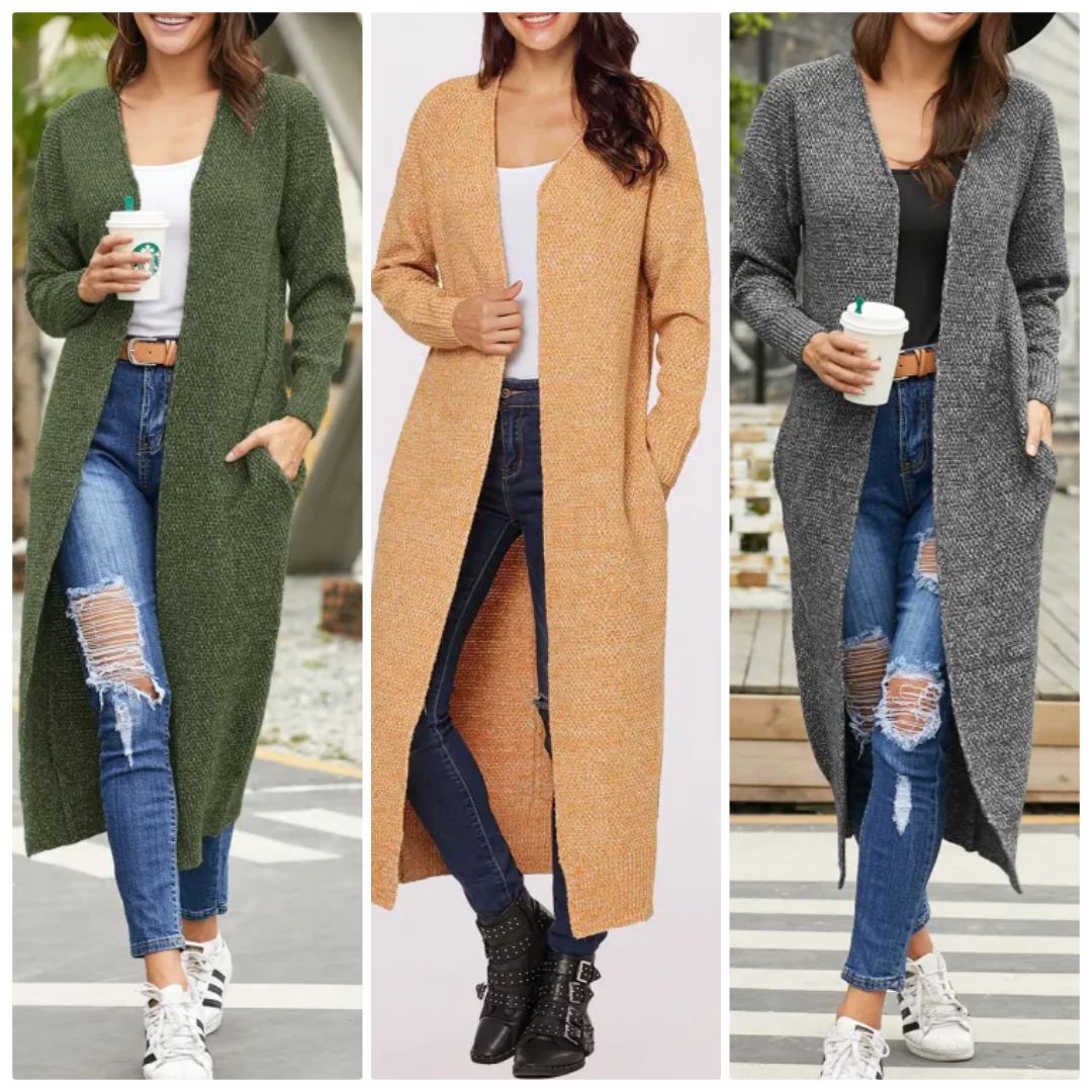 Mfed Open Front Knit Long Cardigan - 3 In 1
