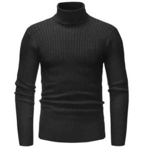 Lydiaz Unisex Thick And Stretchy Sweater Turtle Neck Top - Black