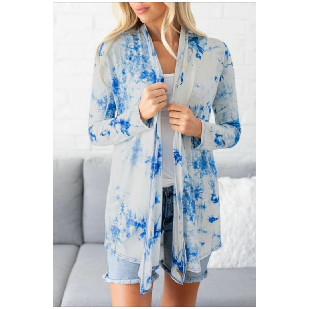 R Blue Tie Dye Cardigan