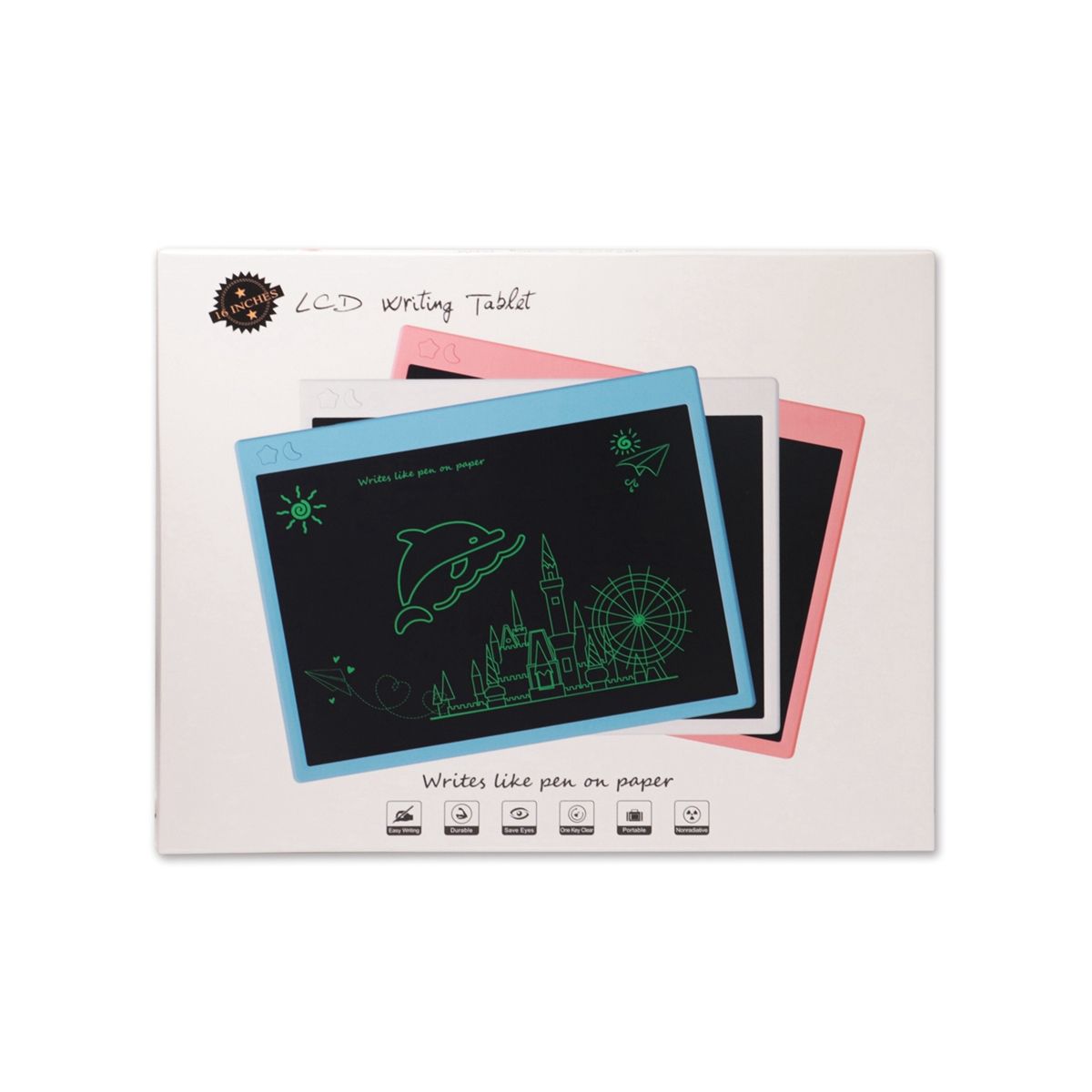 School Season LCD Writing 16Inch Color Rechargeable Electronic, Pink